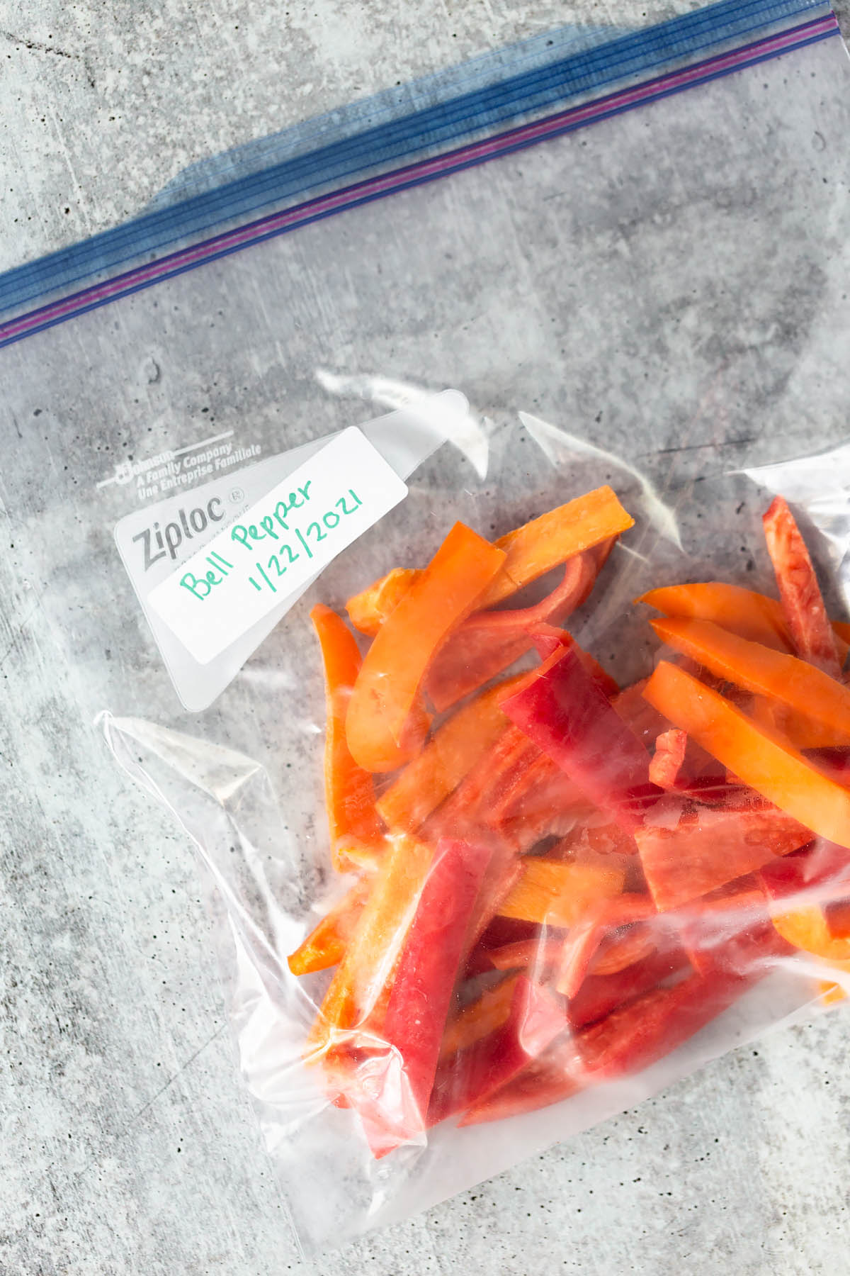 frozen bell peppers in a bag