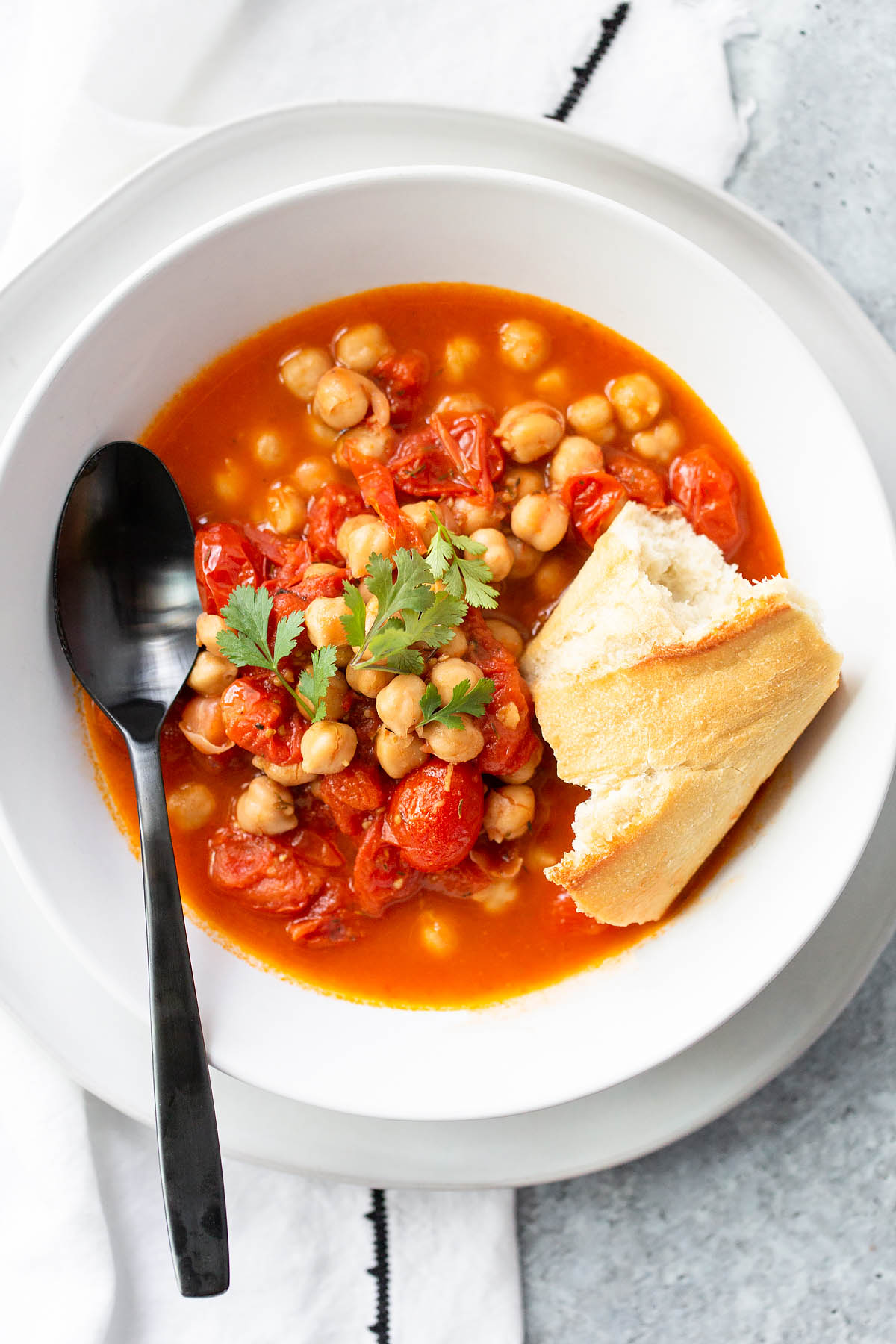 chickpea and tomato stew in a bowl