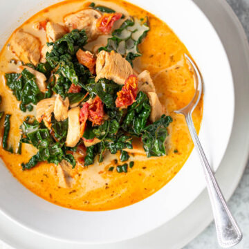 tuscan chicken soup with a spoon