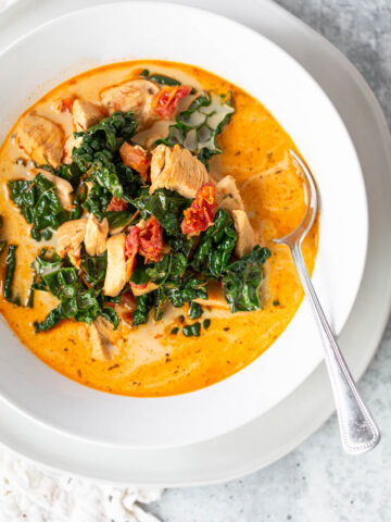 tuscan chicken soup with a spoon