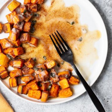 brown butter and sage air fryer sweet potatoes