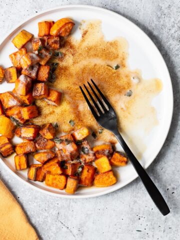brown butter and sage air fryer sweet potatoes