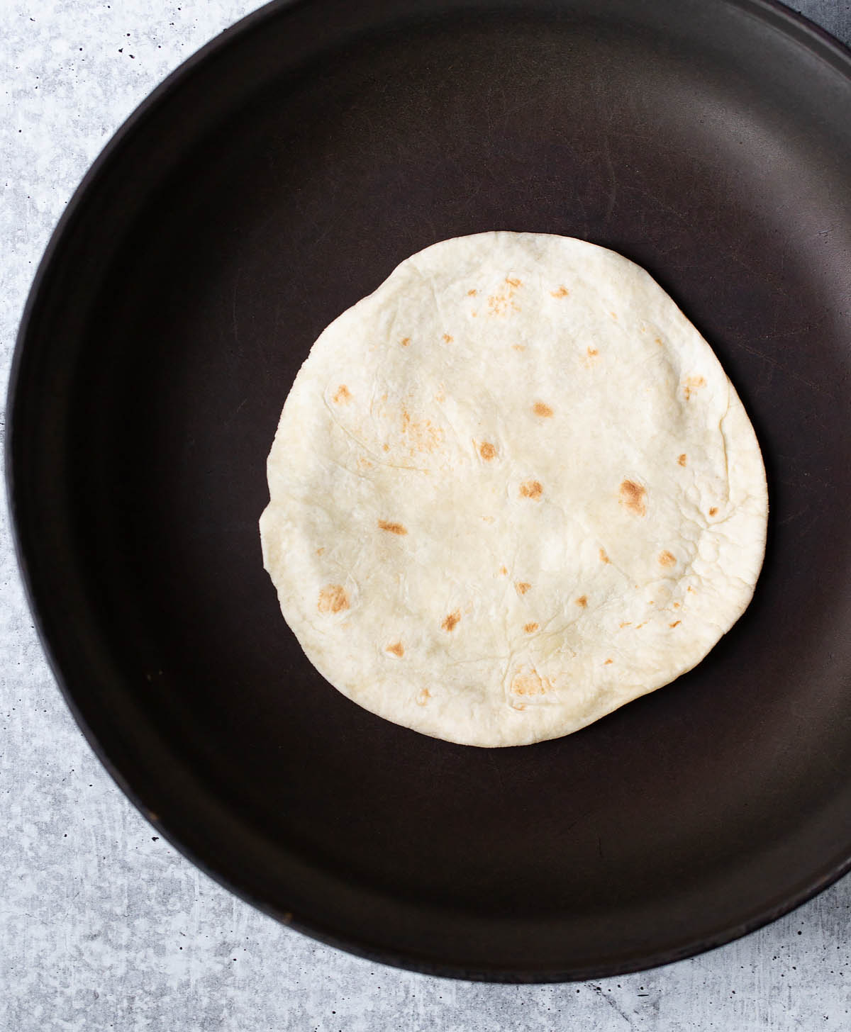 tortilla in a frying pan