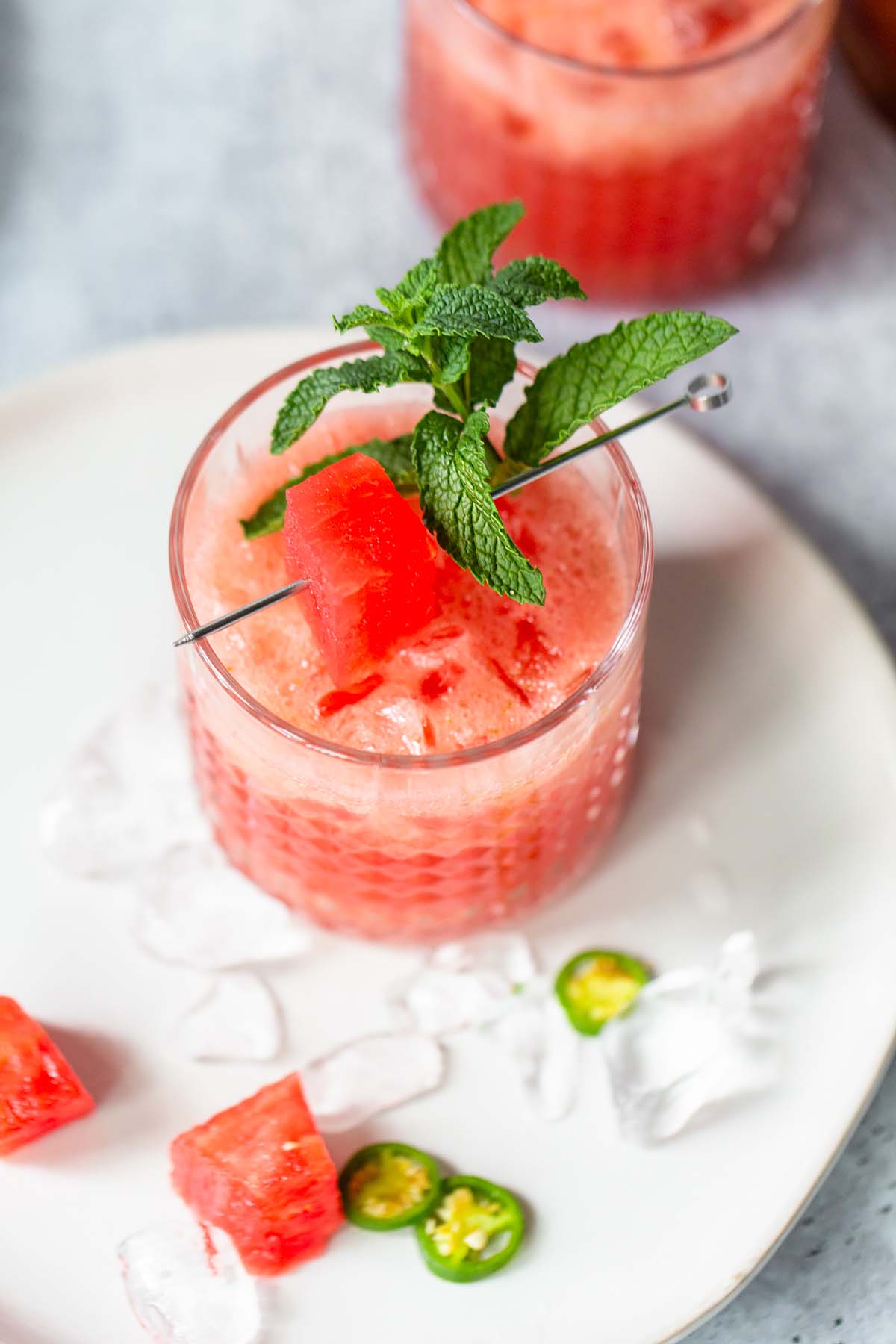 watermelon jalapeno mocktail from above