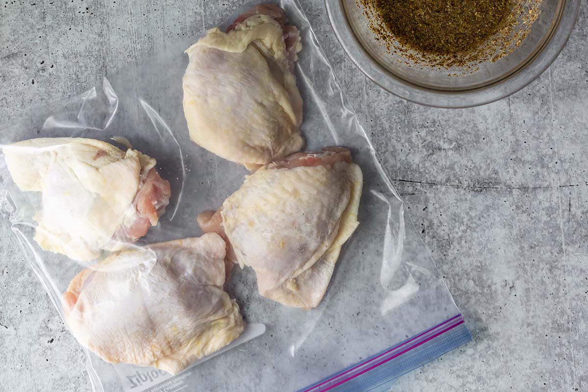 chicken thighs in a ziplock bag