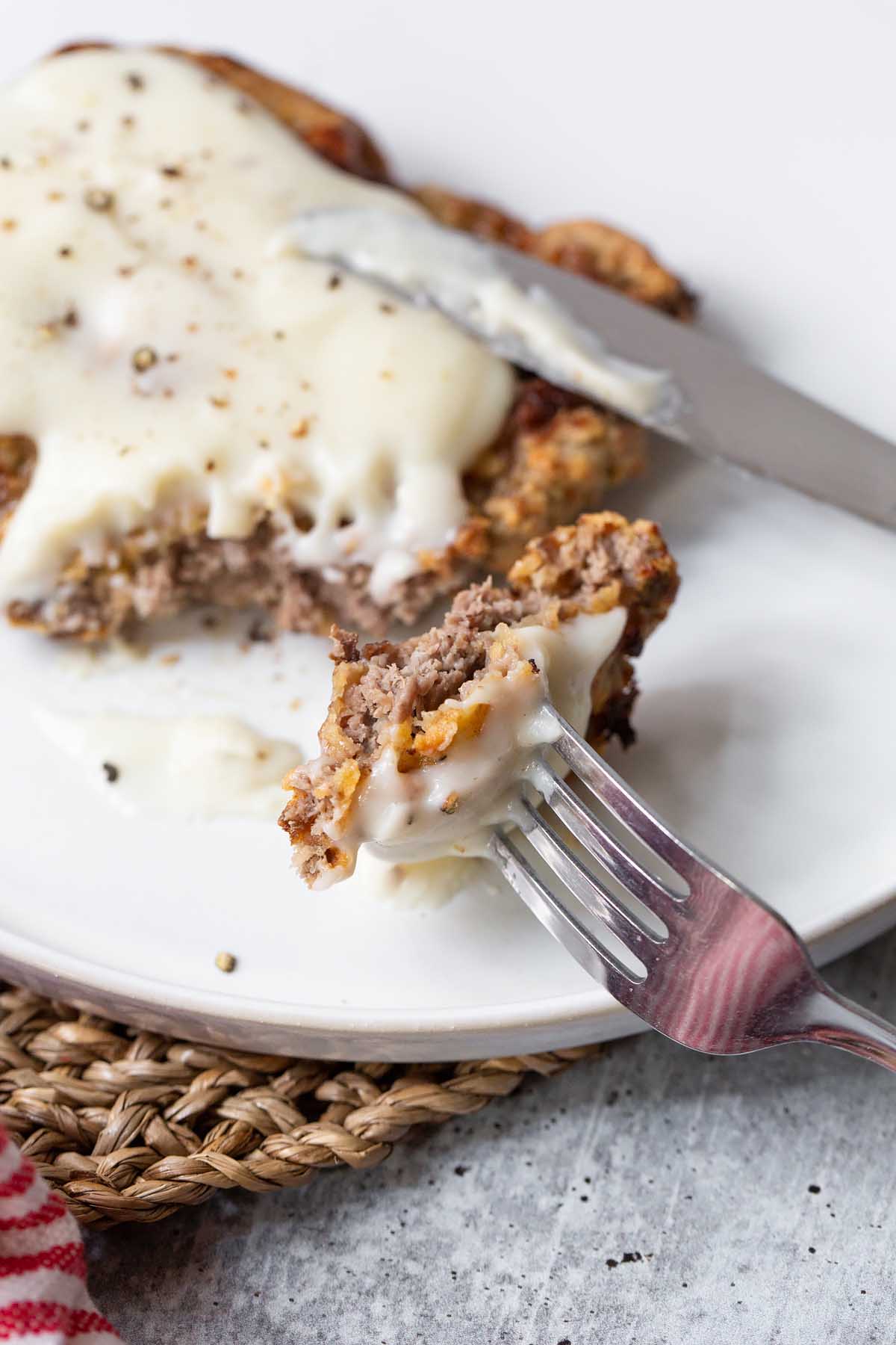 chicken fried steak o a fork