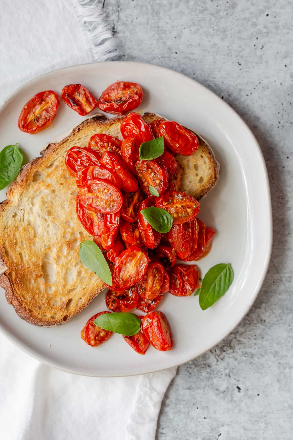 tomatoes and basil on toast