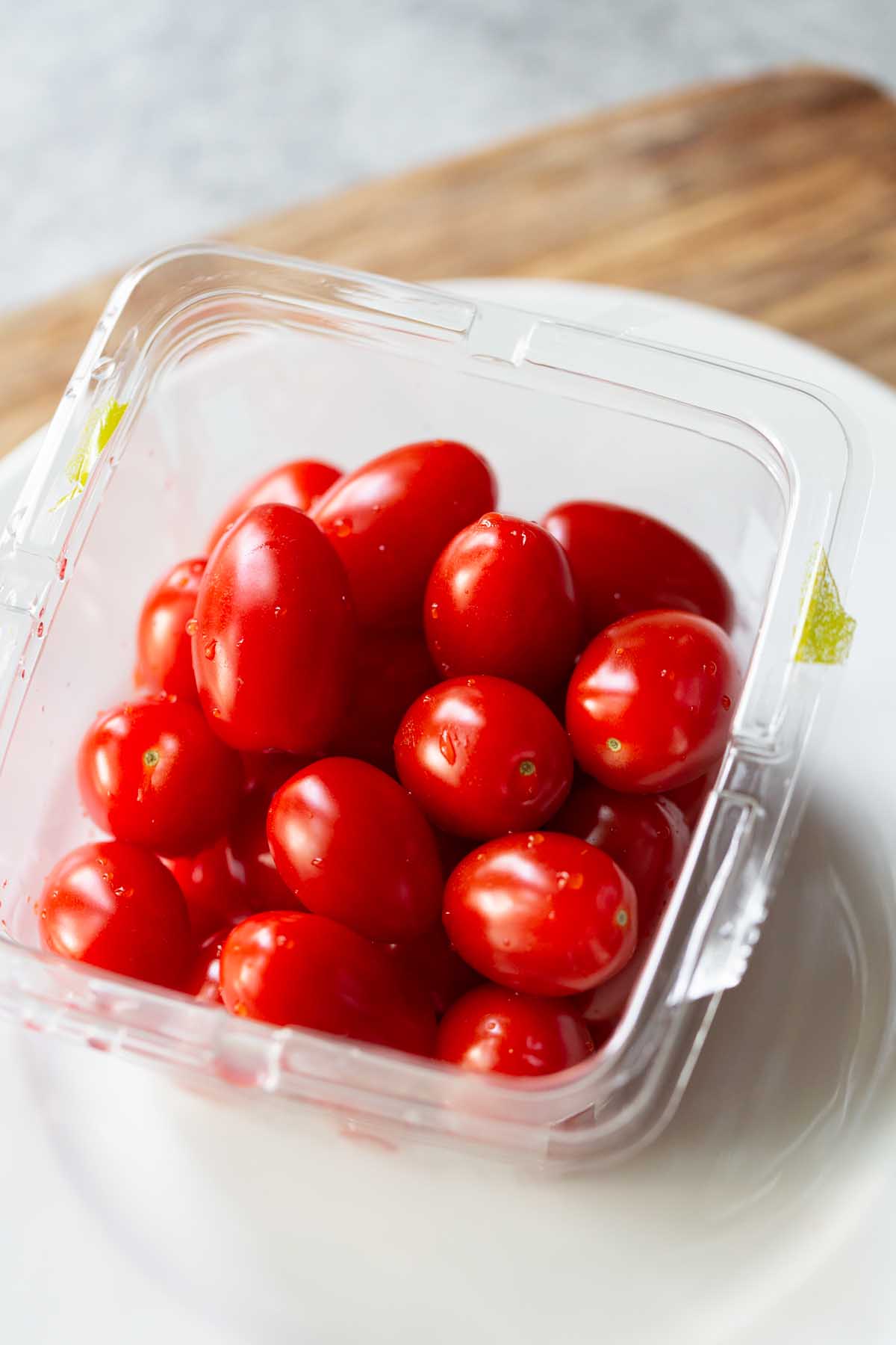 whole cherry tomatoes in a pint container