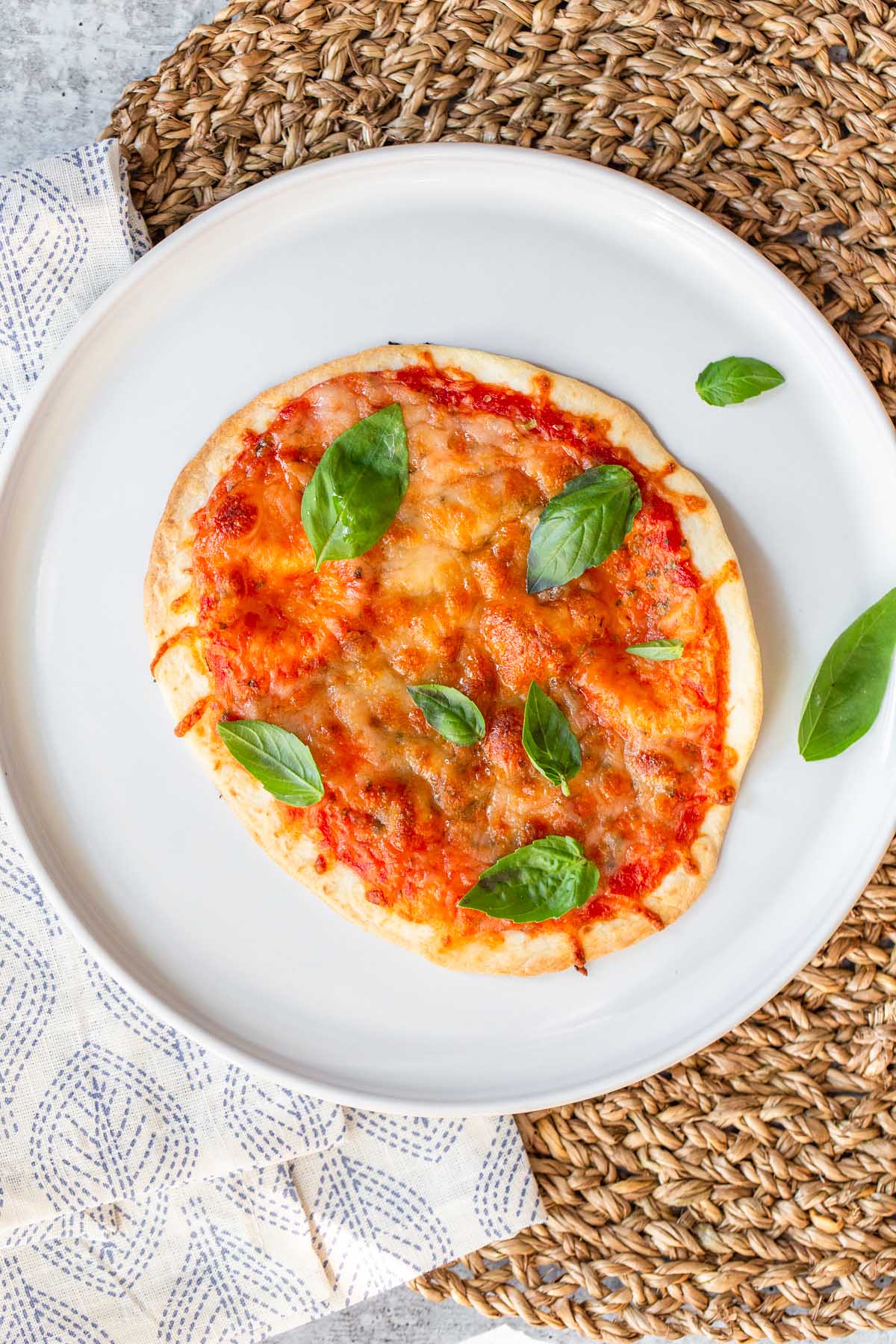 Air Fryer Margherita Pizza - Garnished Plate