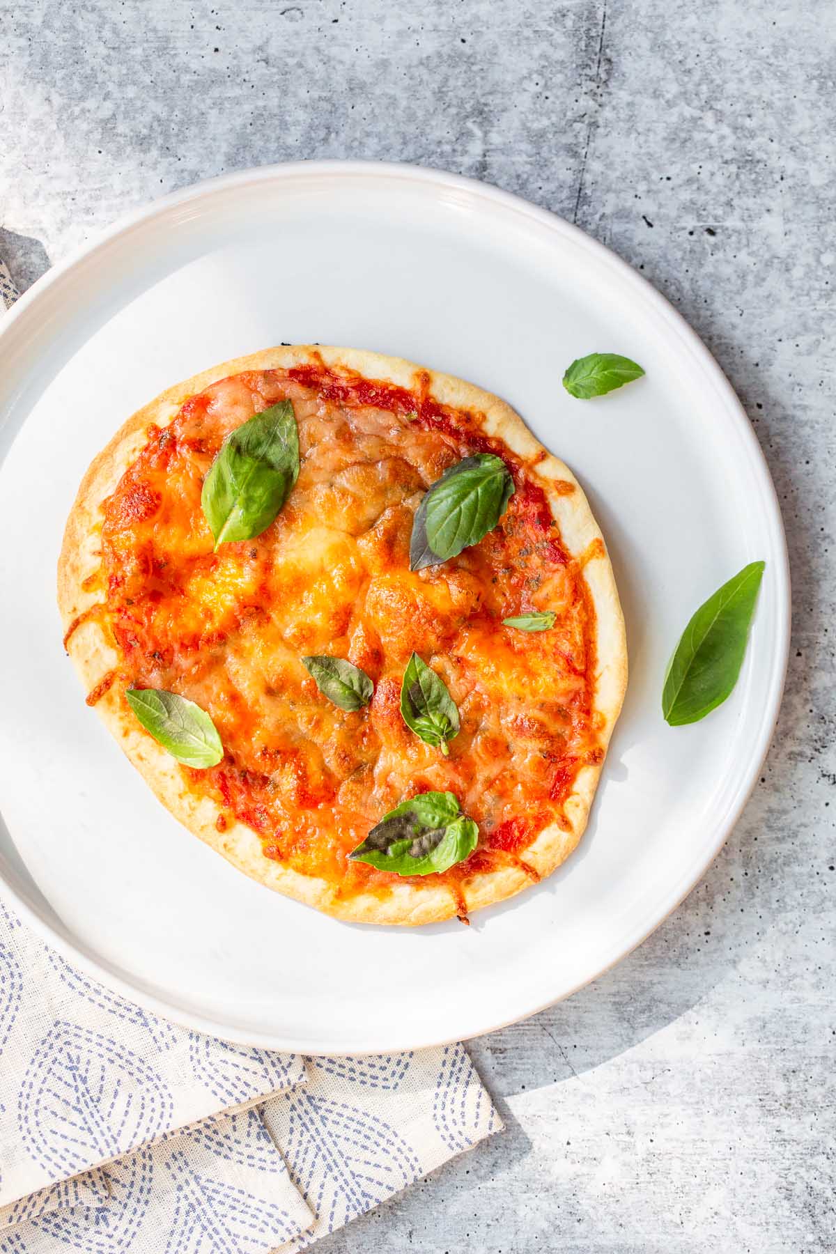 air fried tortilla pizza on a plate