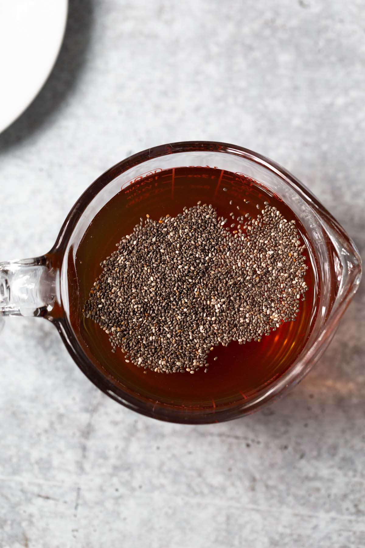 tea with chia seeds in it from above