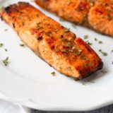 salmon garnished with parsley