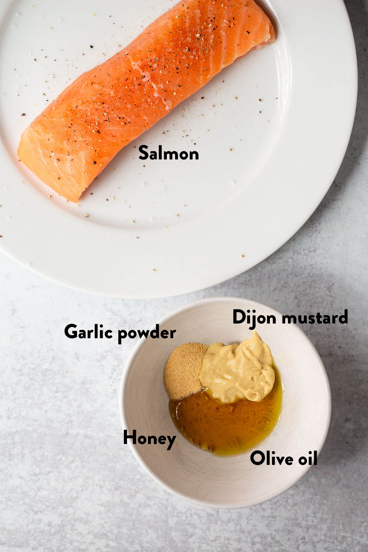 Ingredients for honey mustard salmon