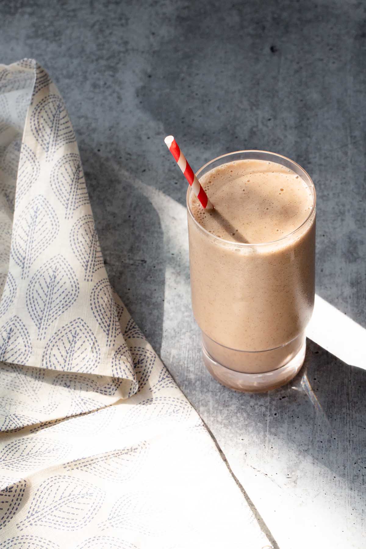 cinnamon smoothie with a fabric napkin