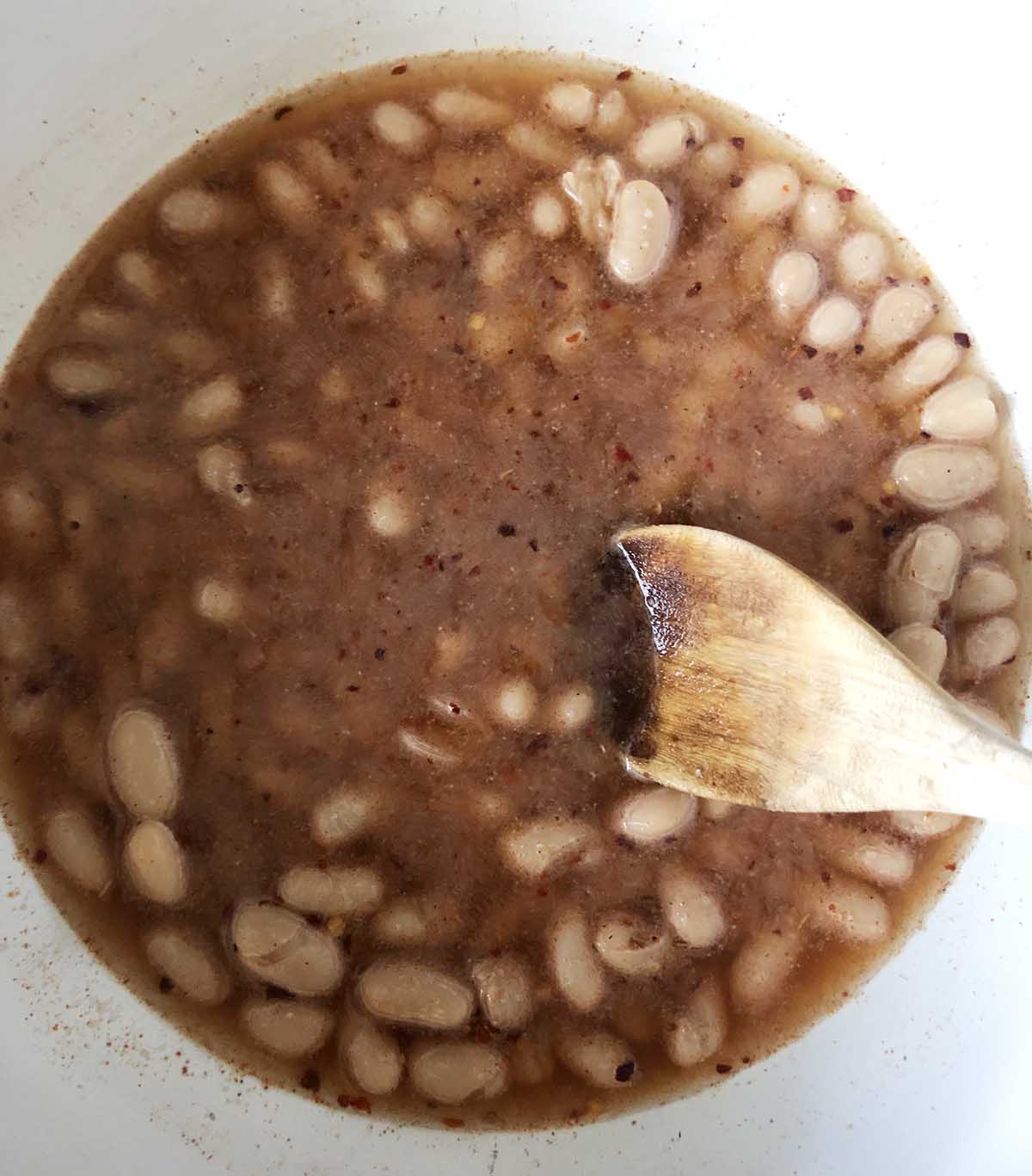 beans in a pan