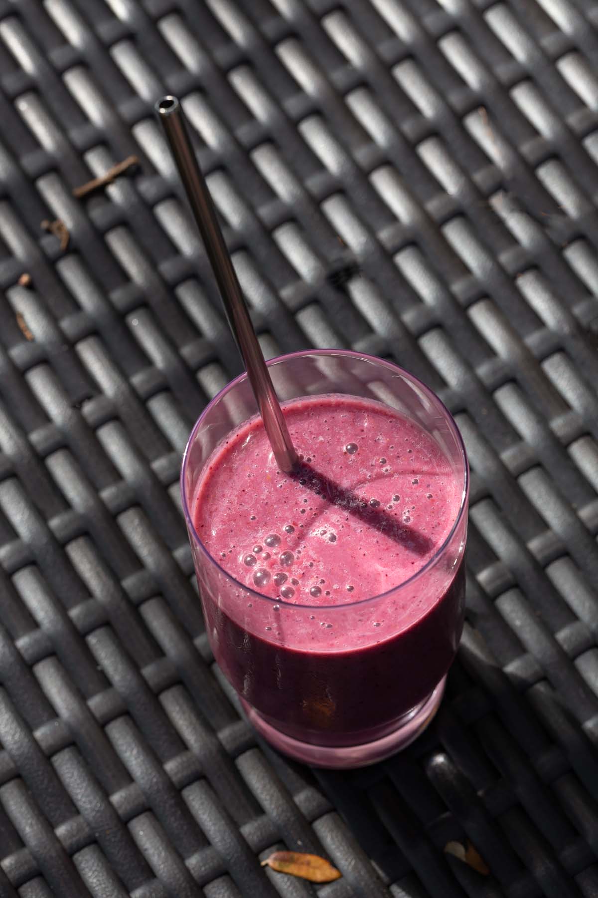 smoothie on a table in the sun