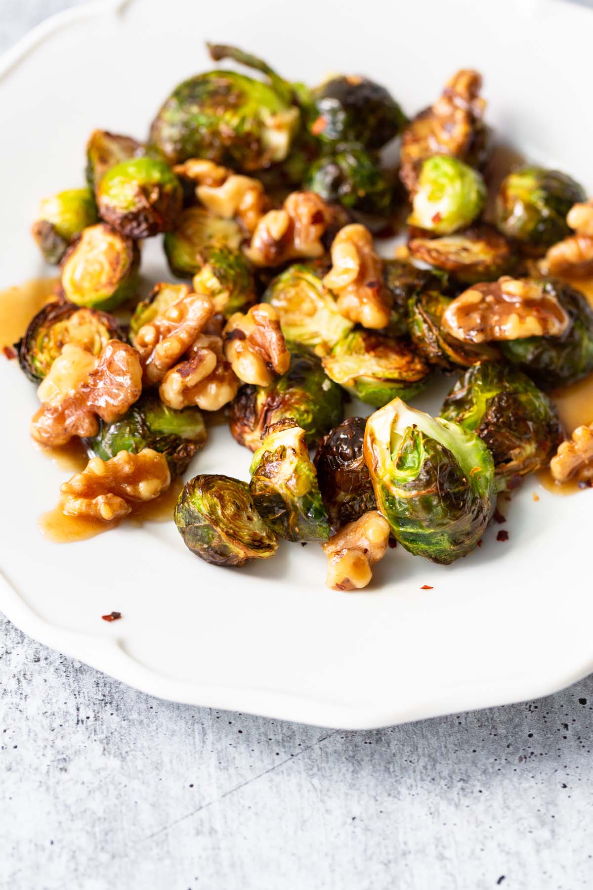 brussels sprouts and walnuts on a plate