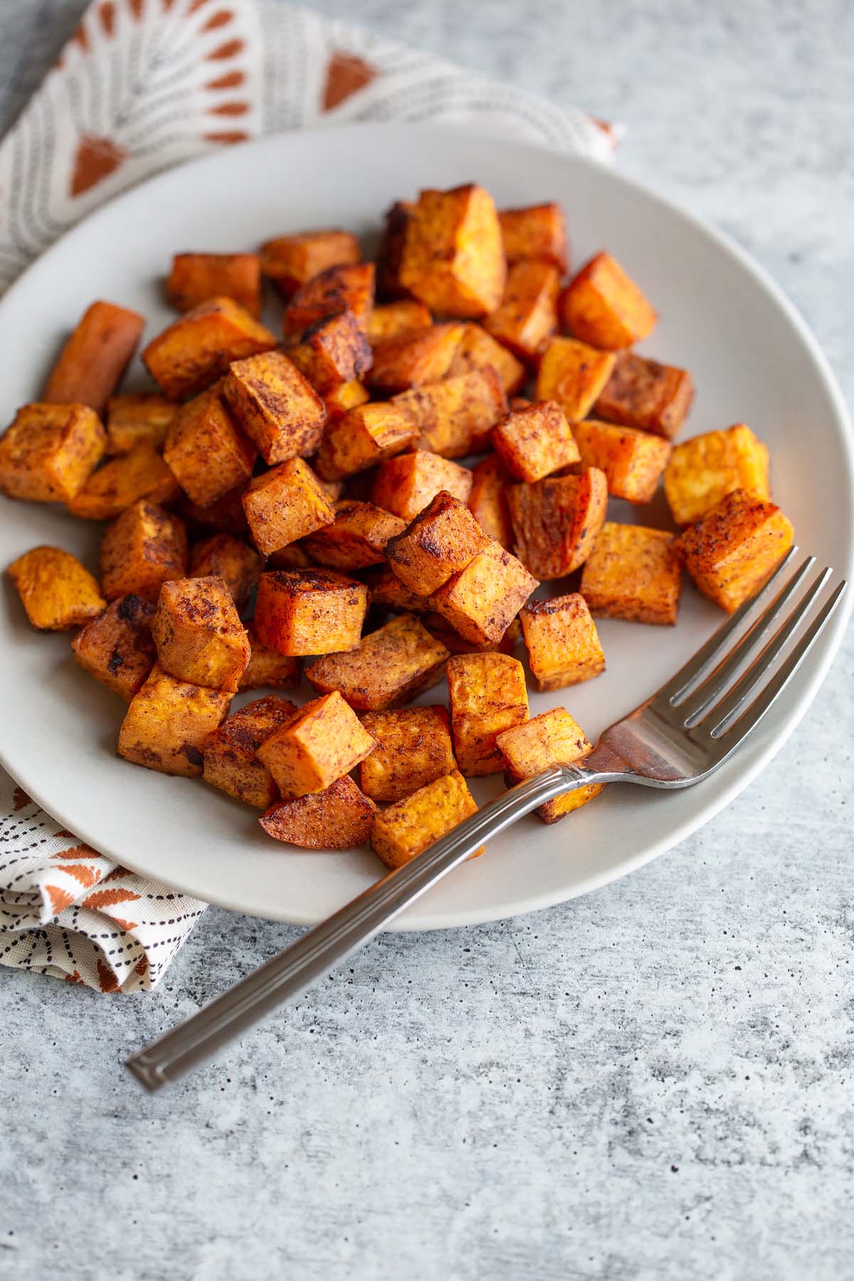 cooked sweet potatoes on a plate