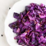 roasted red cabbage on a white plate
