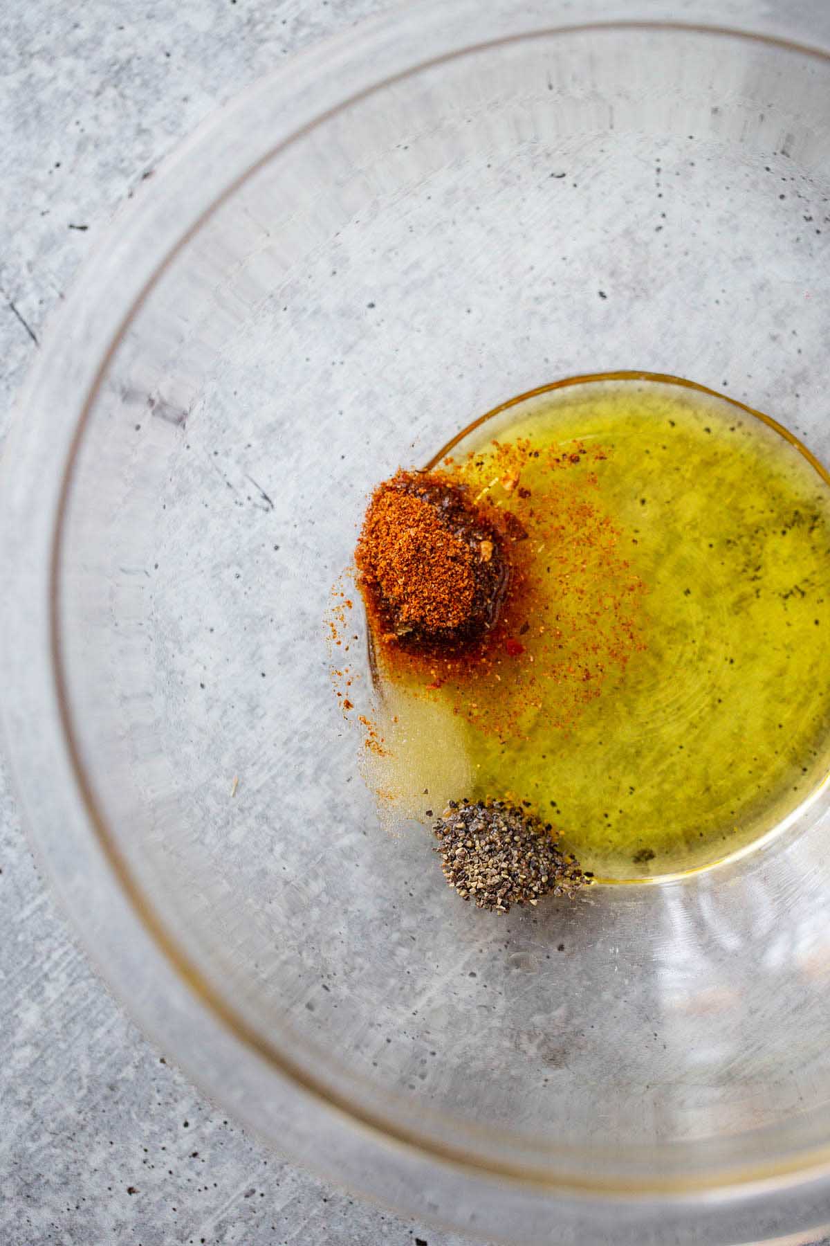 seasonings in a glass bowl.