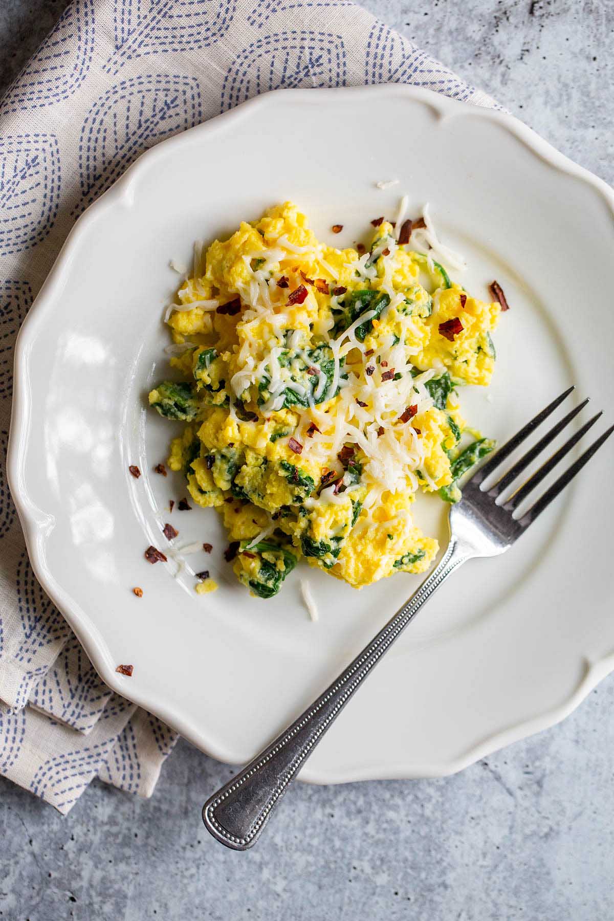 eggs and spinach with mozzarella cheese