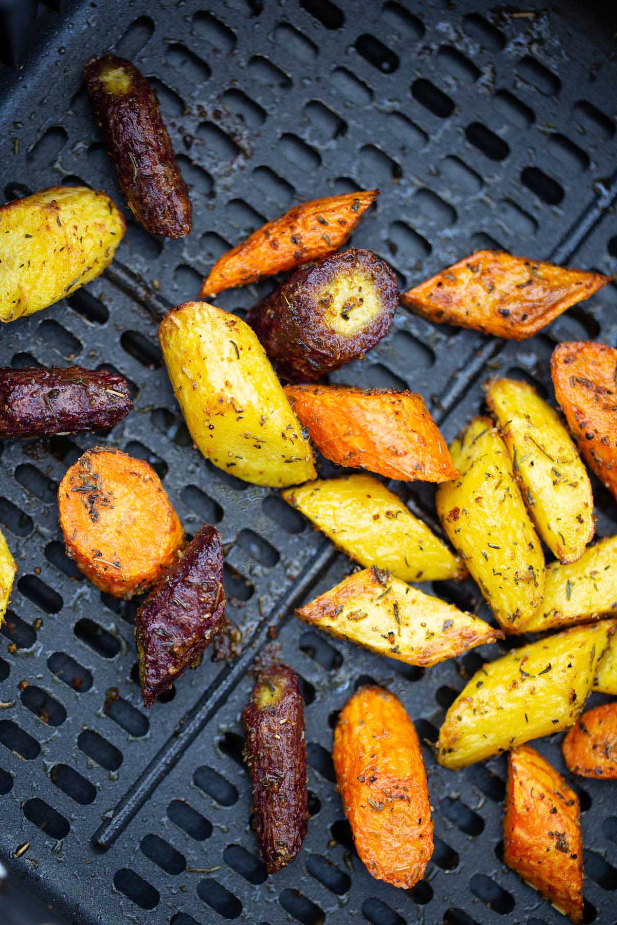 Rainbow carrots in the air fryer.