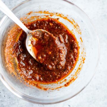 harissa paste in a bowl.