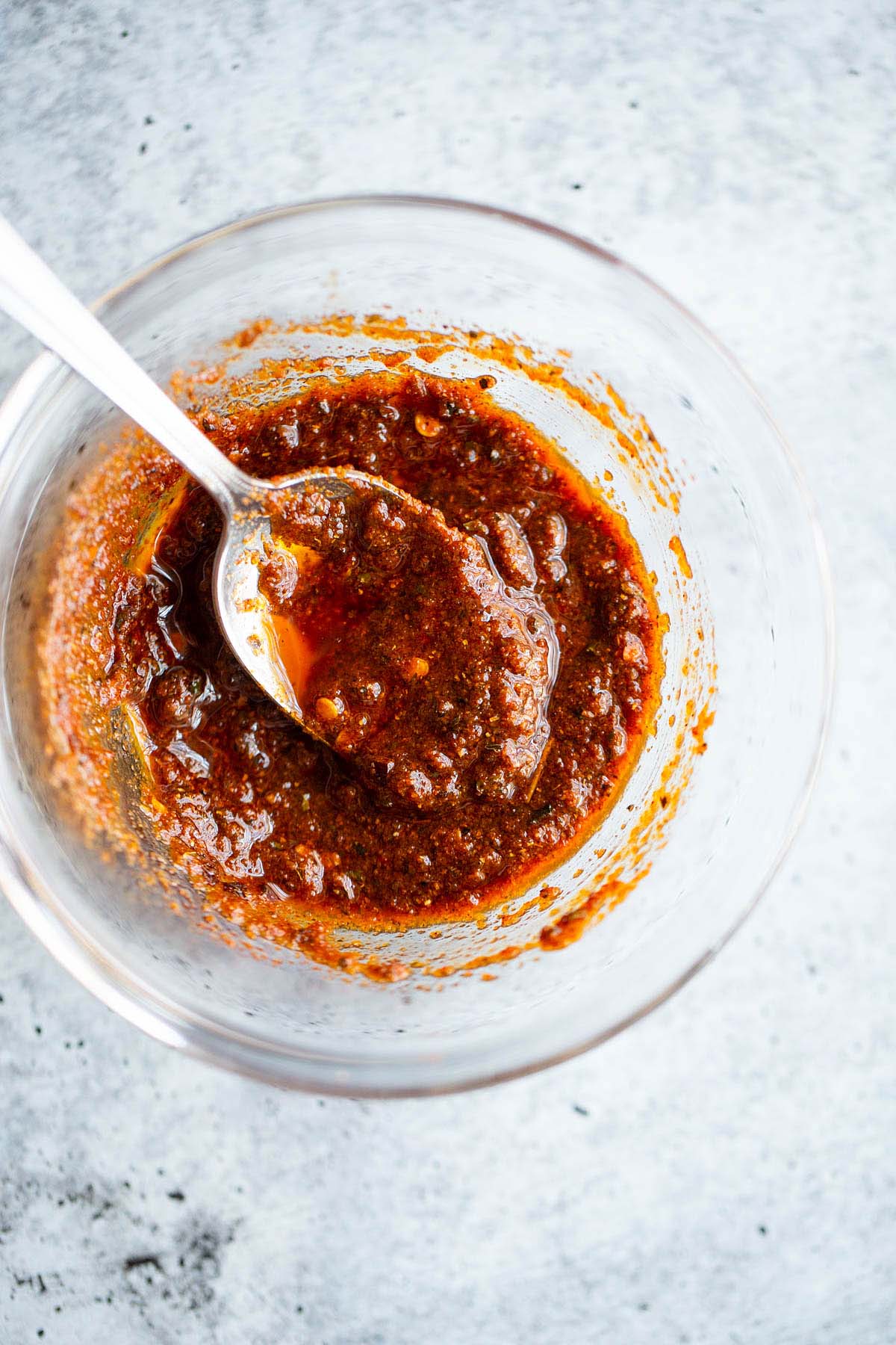 harissa paste in a bowl.