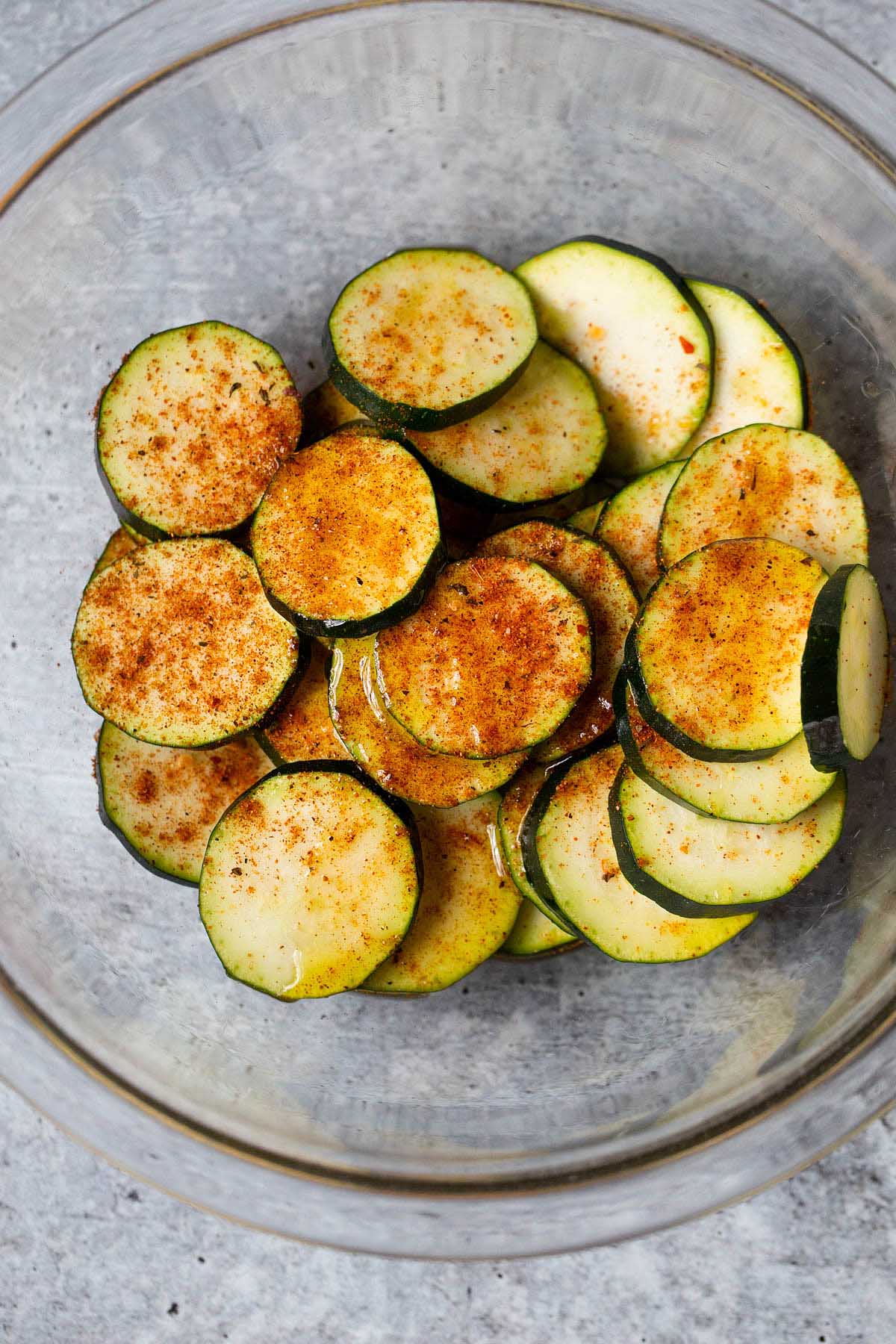 Zucchini and harissa in a bowl.