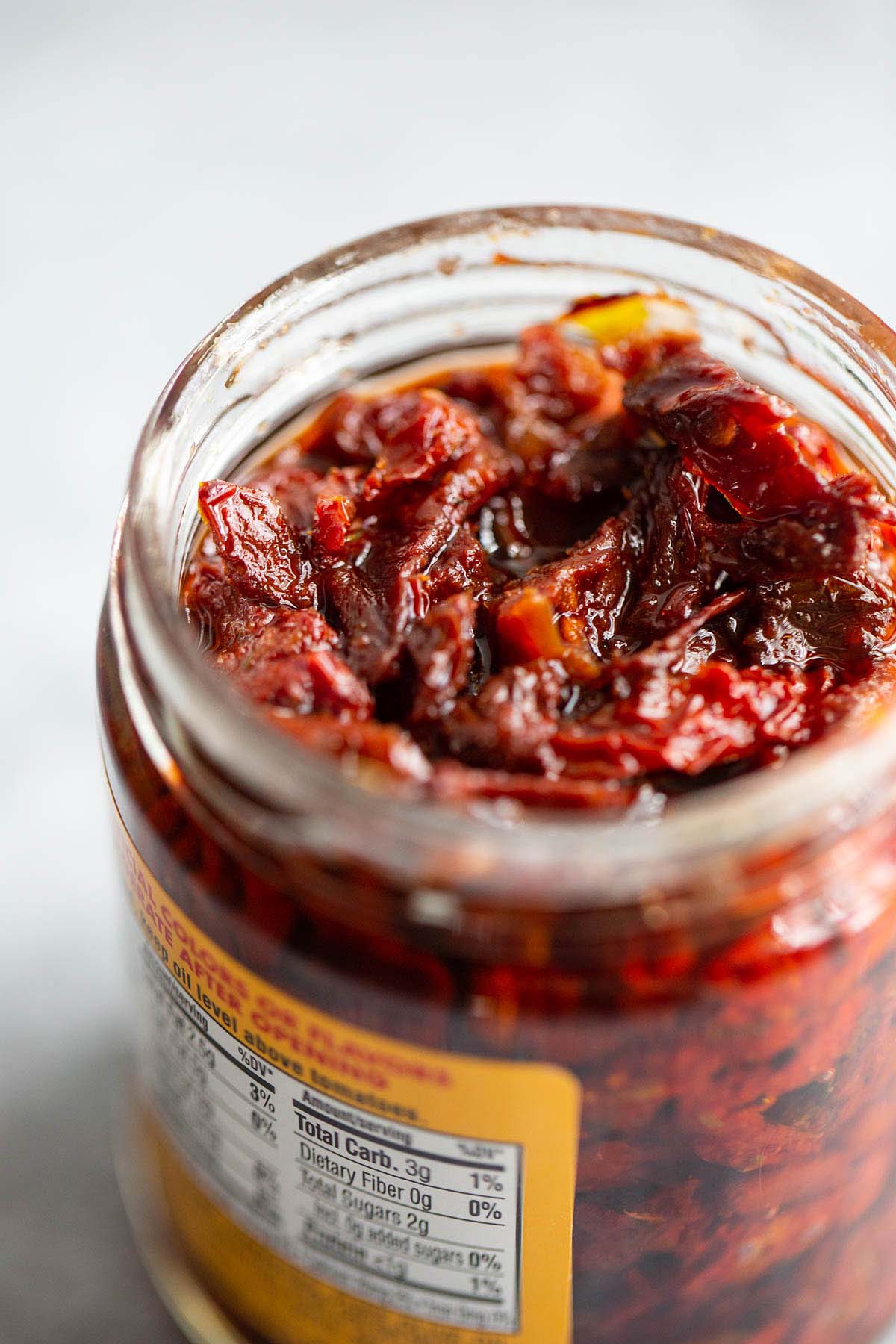 Sundried tomatoes in a jar.