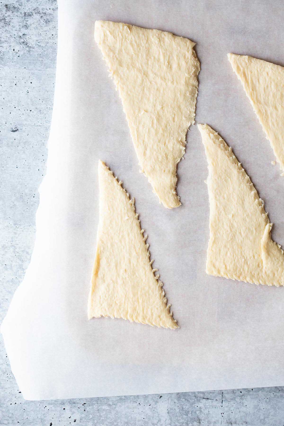 Unrolled crescent roll triangles.