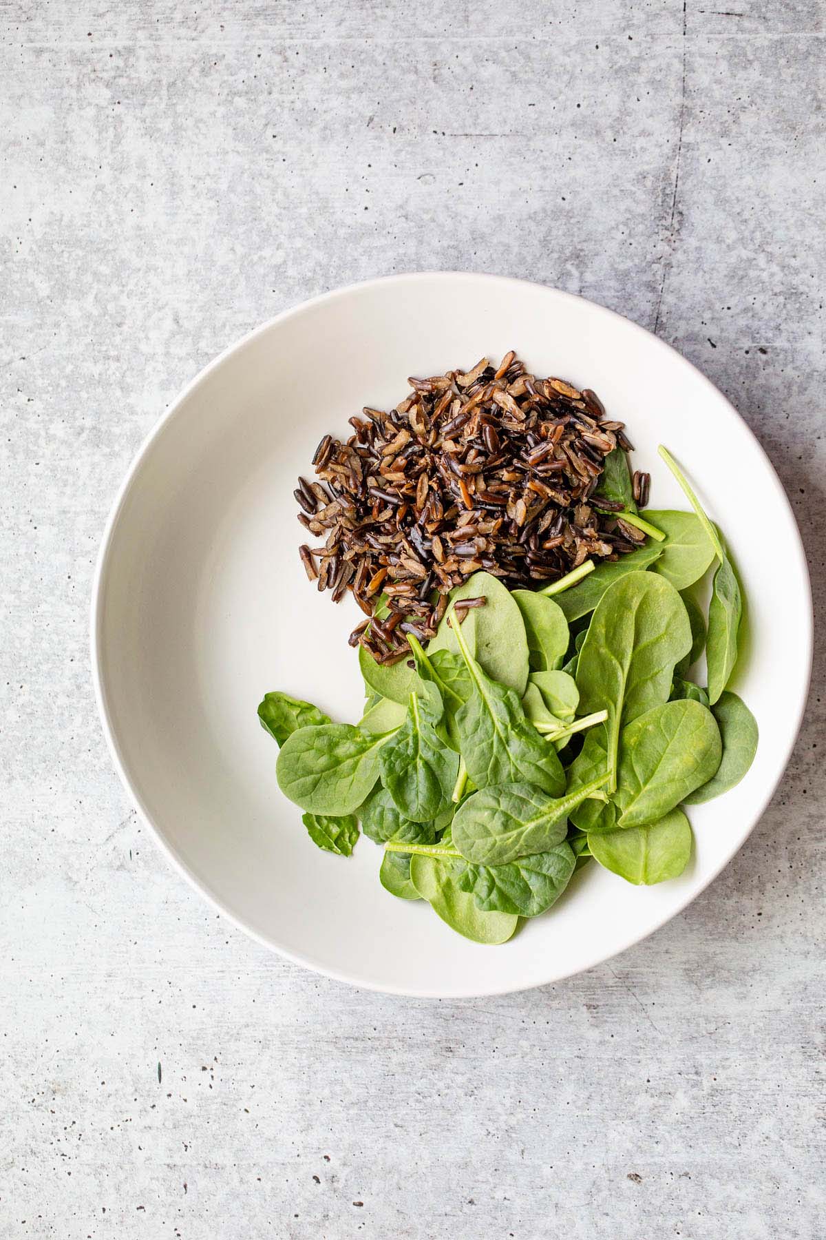 Spinach and rice in a bowl