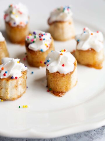 Banana bites with whipped cream and sprinkles