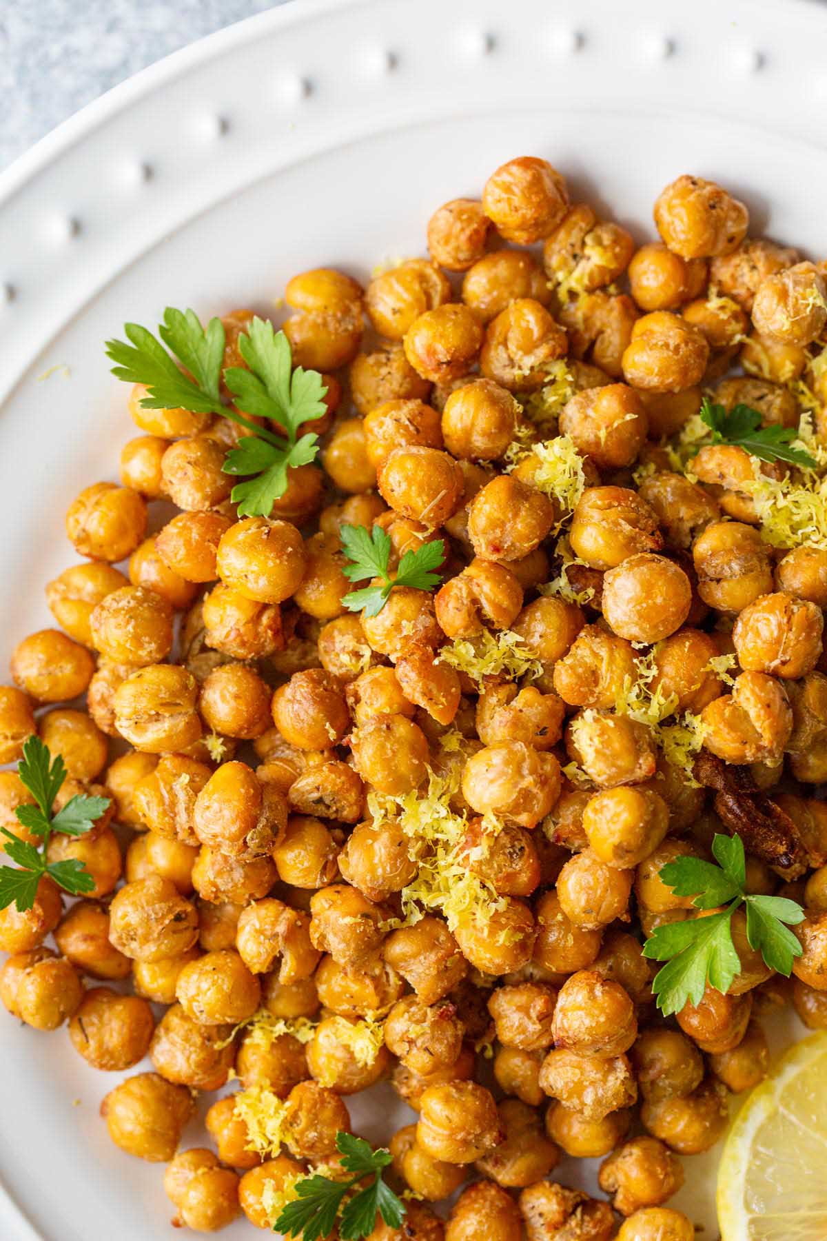 Roasted chickpeas up close.