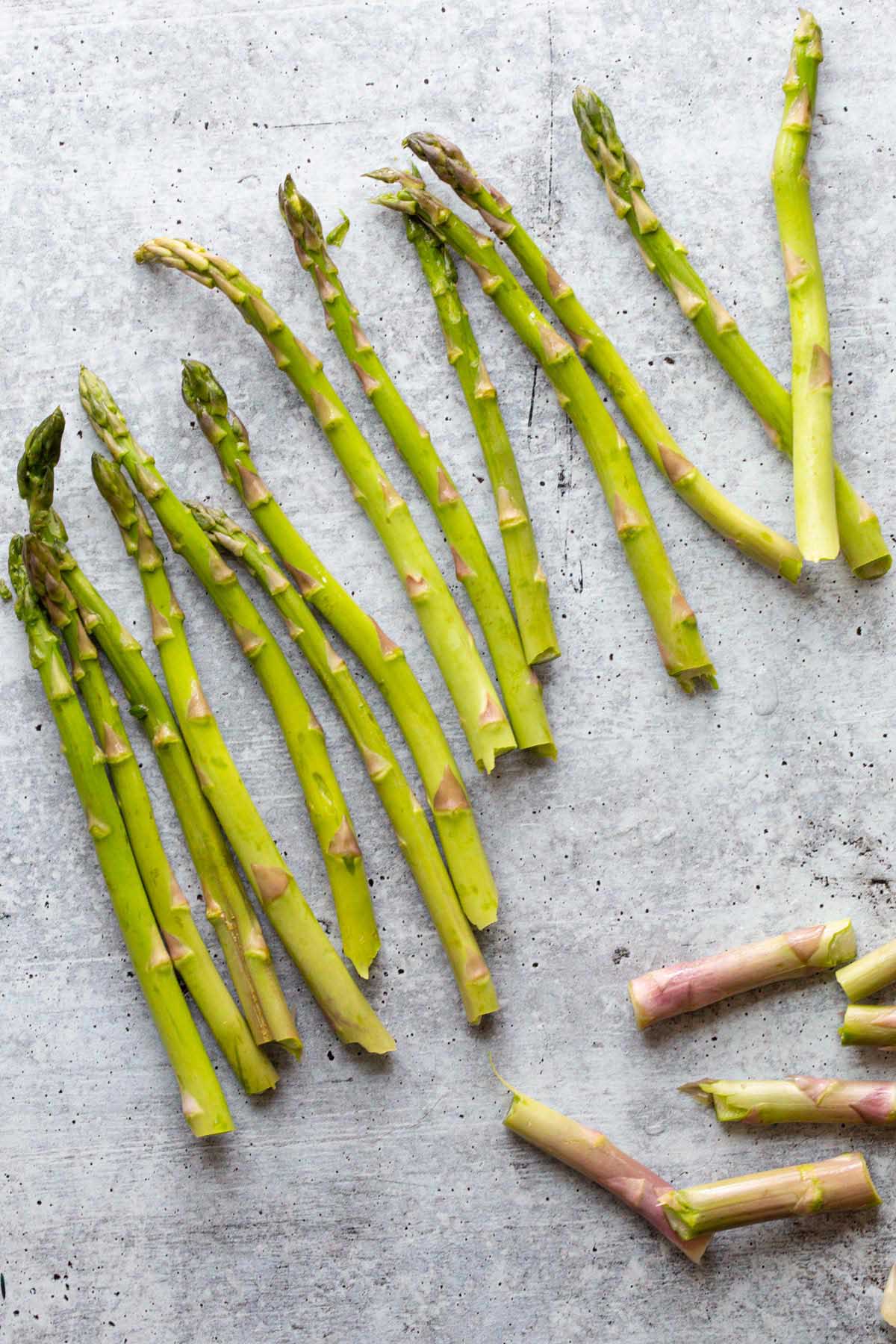 Snapped asparagus spears.