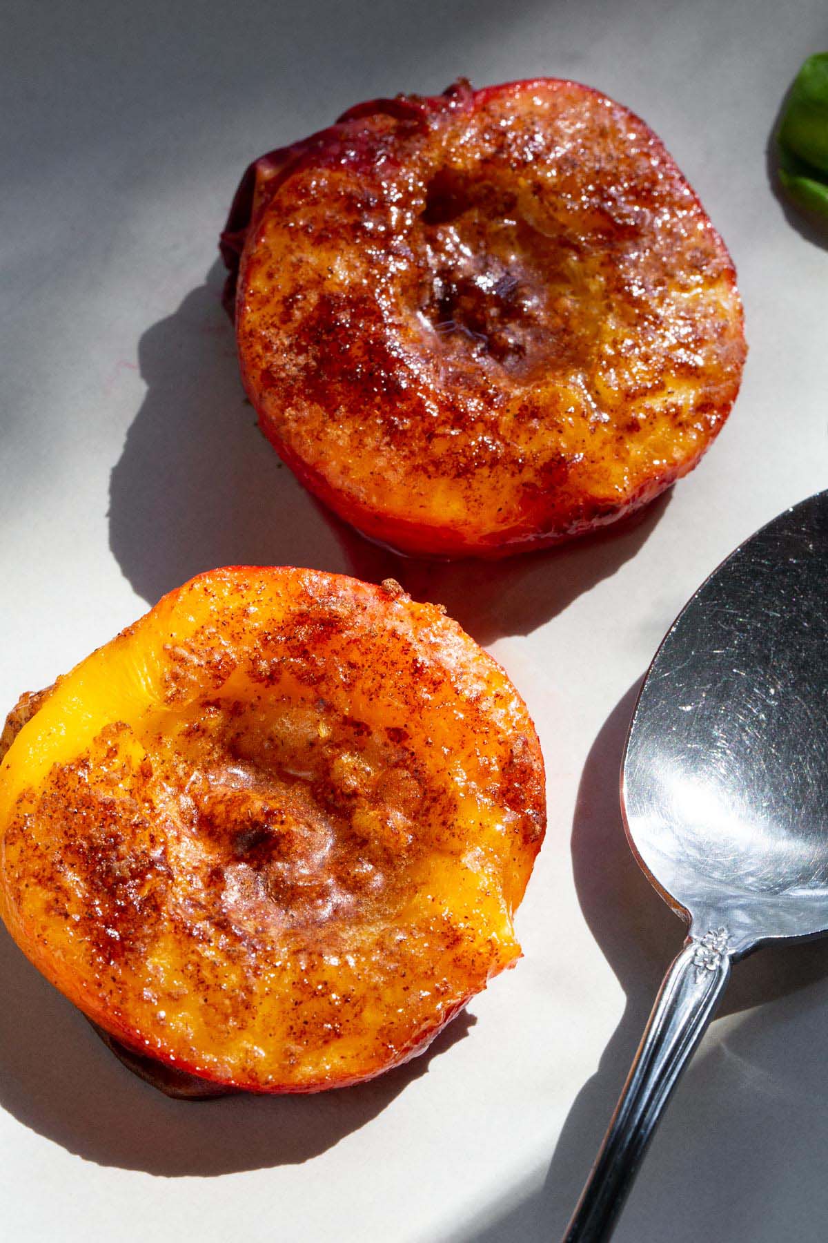 Air Fryer peaches up close.