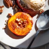 Grilled peaches and pecans.