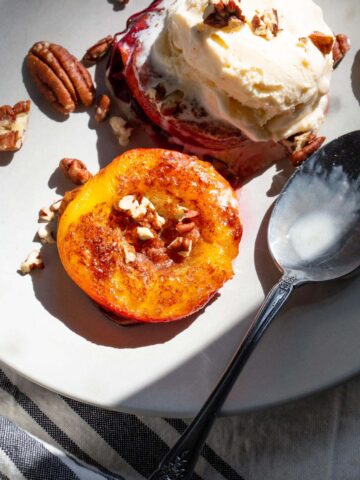 Grilled peaches and pecans.