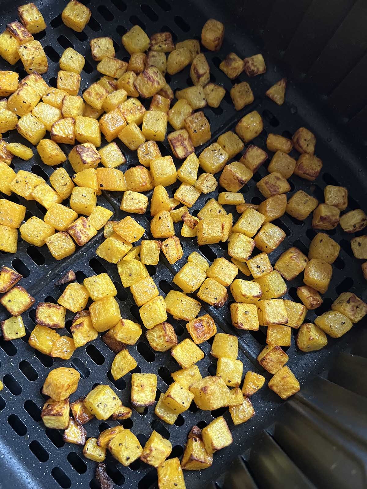 Cooked butternut squash in air fryer