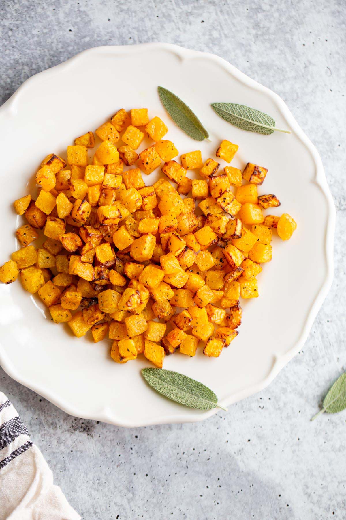 Butternut squash with sage leaves