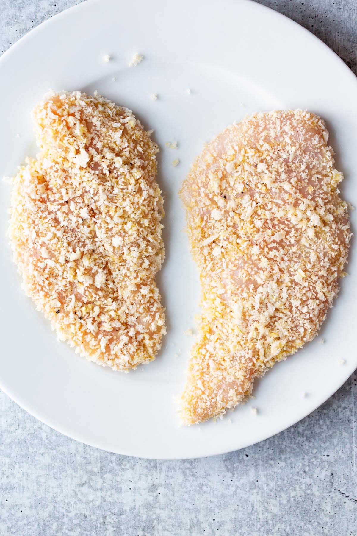 Raw chicken with panko