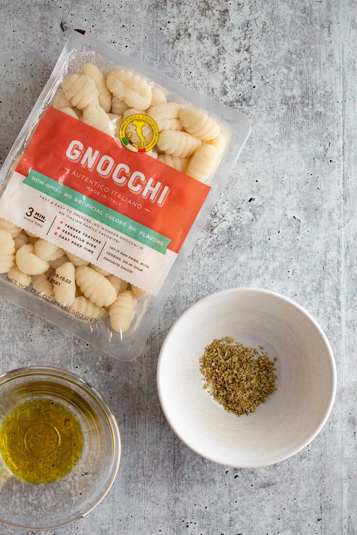 gnocchi, oregano, and olive oil