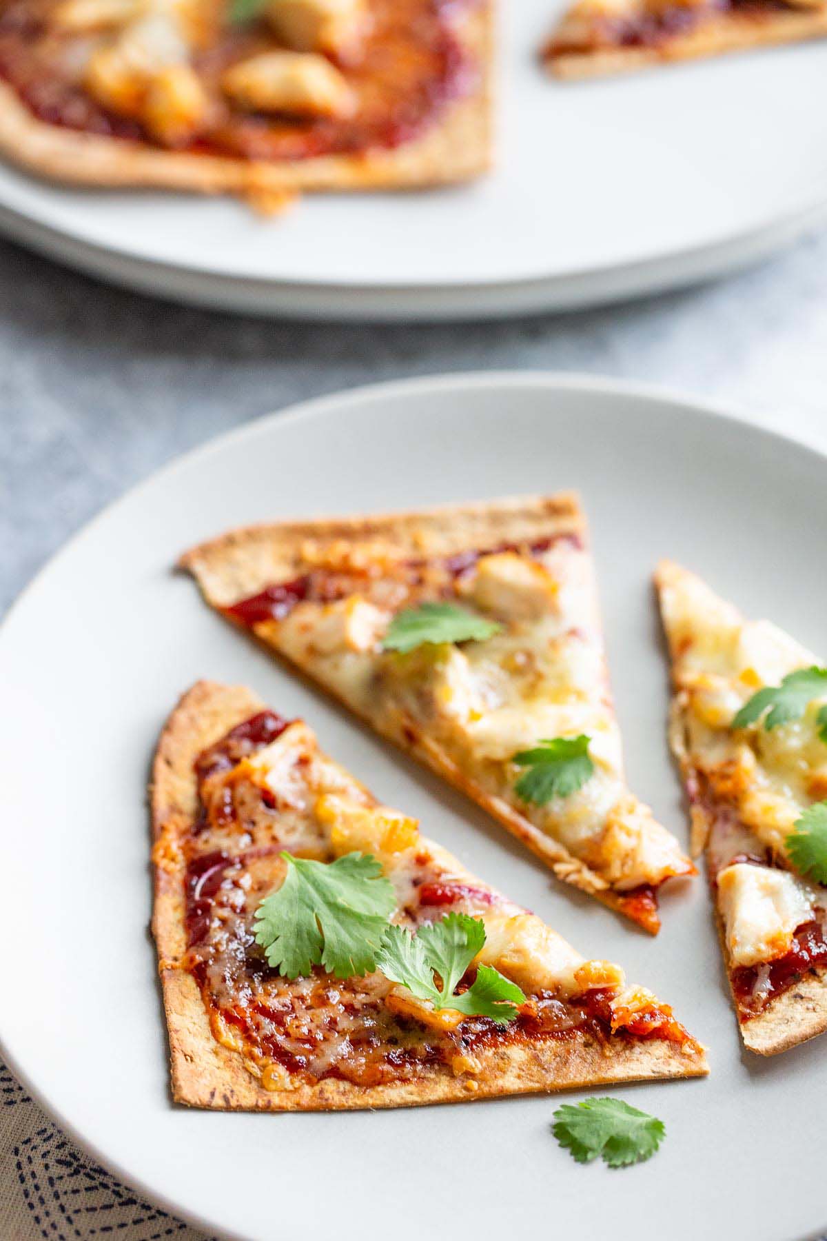 Sliced BBQ Chicken Pizza up close