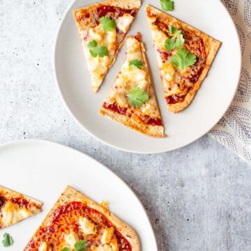 Sliced BBQ Chicken Pizza.