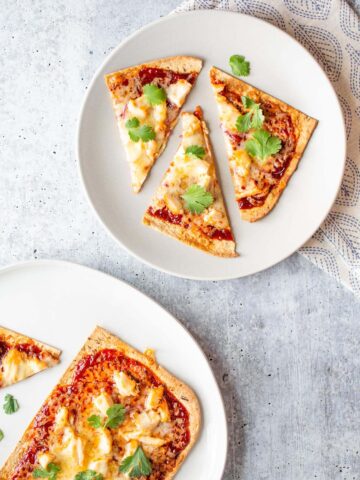 Sliced BBQ Chicken Pizza.