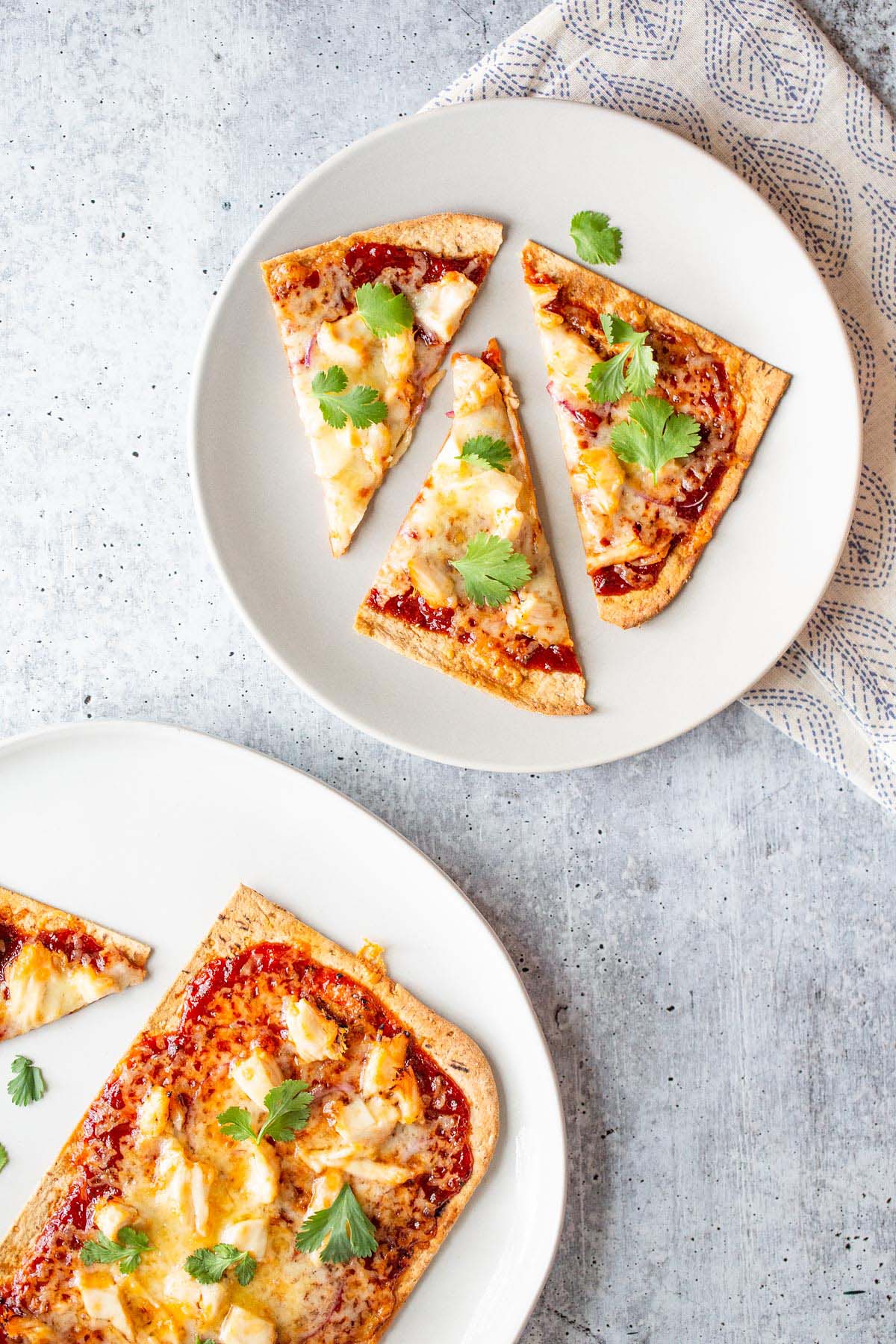 Sliced BBQ Chicken Pizza.