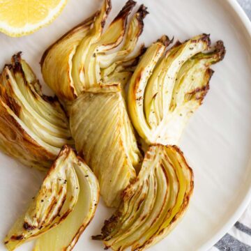 Fennel wedges on a plate.