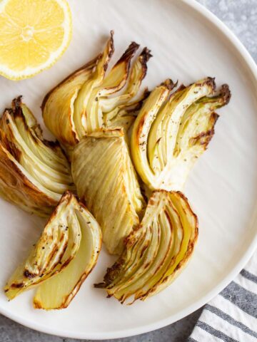 Fennel wedges on a plate.