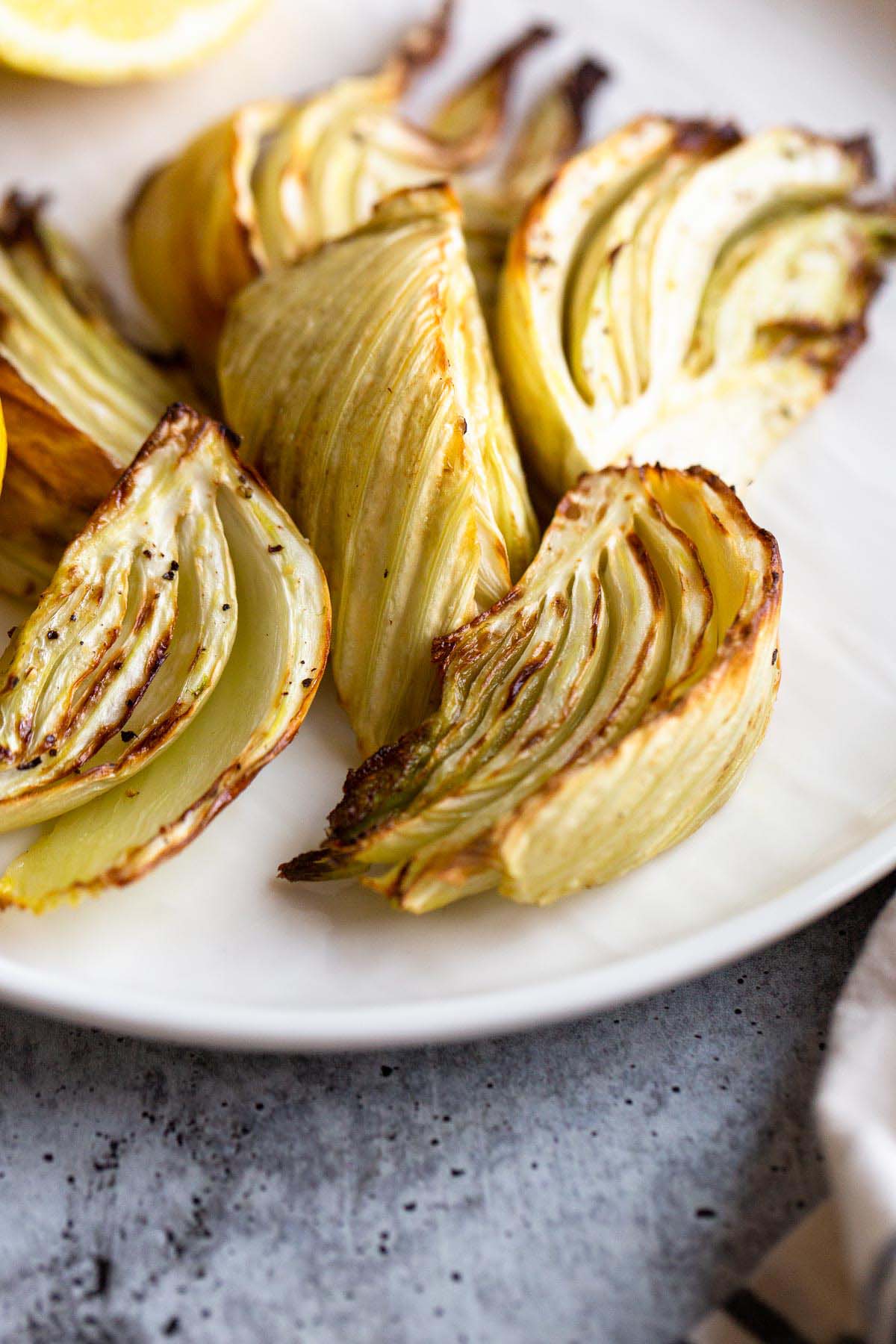 Roasted fennel on a plate.