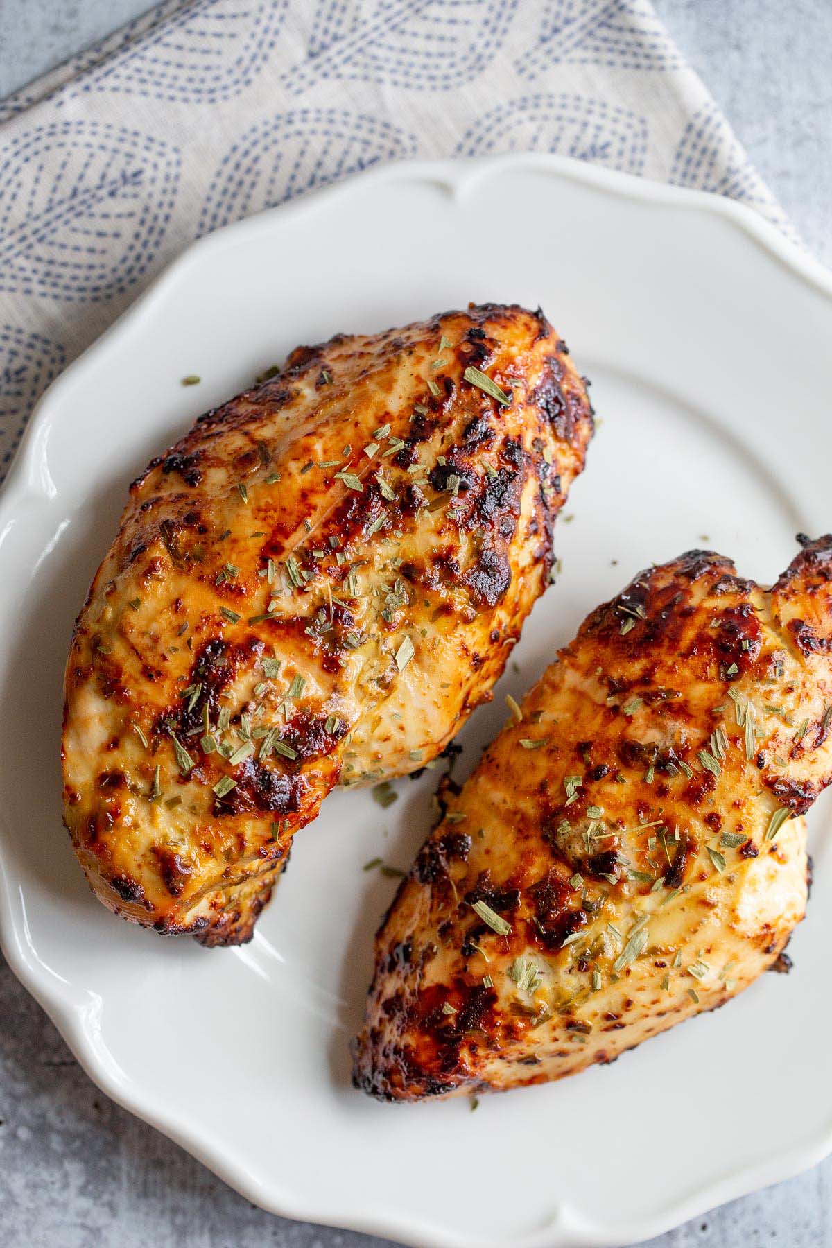 Air Fryer Honey Dijon Chicken on a white plate.